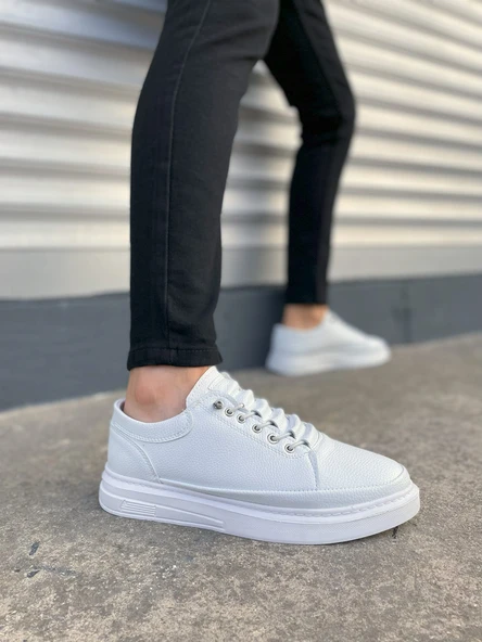 JY0535 Prime Bağcıklı Cilt Erkek Günlük Sneaker Ayakkabı CBT - Beyaz ürün görseli 1
