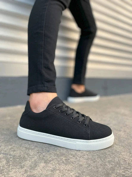 JY122 Mode Bağcıklı Süet Erkek Günlük Sneaker Ayakkabı SBT - Siyah ürün görseli 1