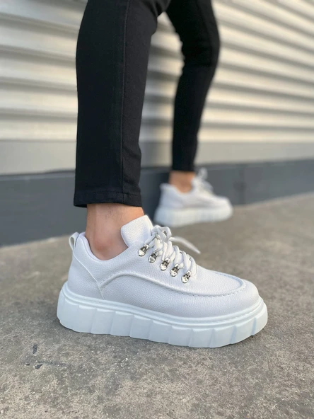 JY010 Cloud Bağcıklı Cilt Erkek Günlük Sneaker Ayakkabı CBT - Beyaz ürün görseli 1