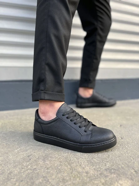 JY165 Elite Bağcıklı Cilt Erkek Günlük Sneaker Ayakkabı CST - Siyah ürün görseli 1