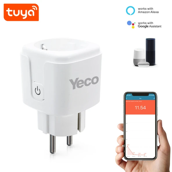 YECO SP-16 Akıllı Priz, Wi-Fi Uyumlu, Telefonla Kontrol, 16A Akım Koruma, Enerji İzleme ürün görseli 1
