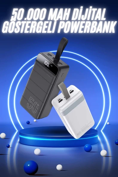 50.000 Mah Powerbank Turbo Hızlı Led Göstergeli Android İOS Uyumlu Taşınabilir Askılı ürün görseli 1