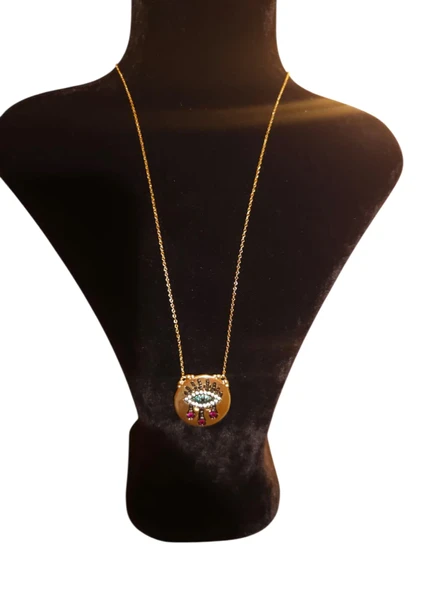 SLOWSHE – 14 K Gold Kaplama Üç Damla Göz VIP Kolye (Zincir Uzunluğu: 45 cm) ürün görseli 1