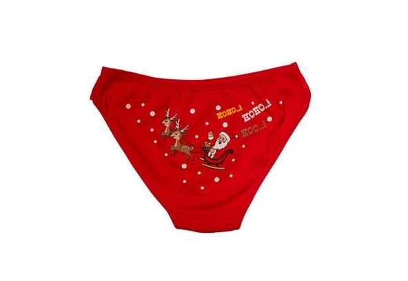 Arias Closet Kırmızı Yılbaşı Desenli Hoo Hoo Hoo Pamuklu Külot ürün görseli 1