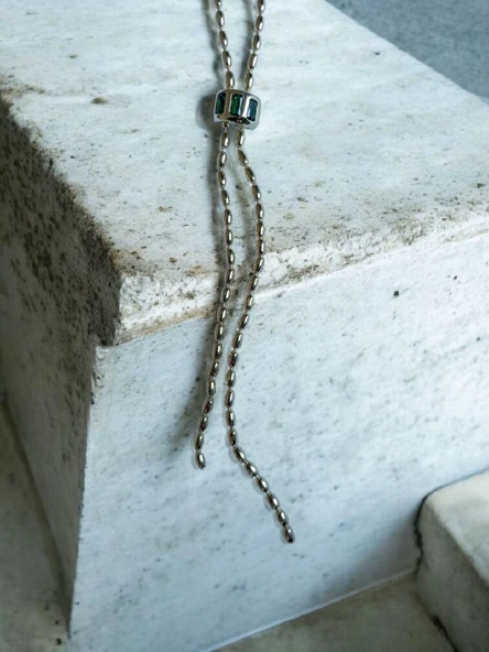 SLOWSHE – 14 K GOLD KAPLAMA ZÜMRÜT UÇLU (Zincir Uzunluğu: 45 cm) ürün görseli 1