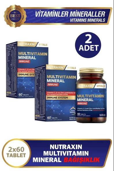 Nutraxin Multivitamin Mineral Immune Complex 60 Tablet 2 Adet ürün görseli 1