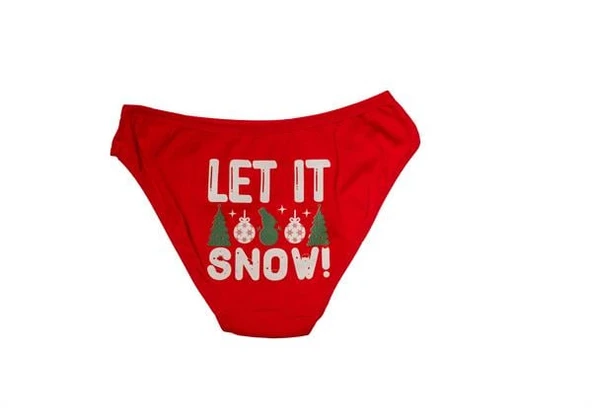 Arias Closet Kırmızı Yılbaşı Desenli Let İt Snow Pamuklu Külot ürün görseli 1