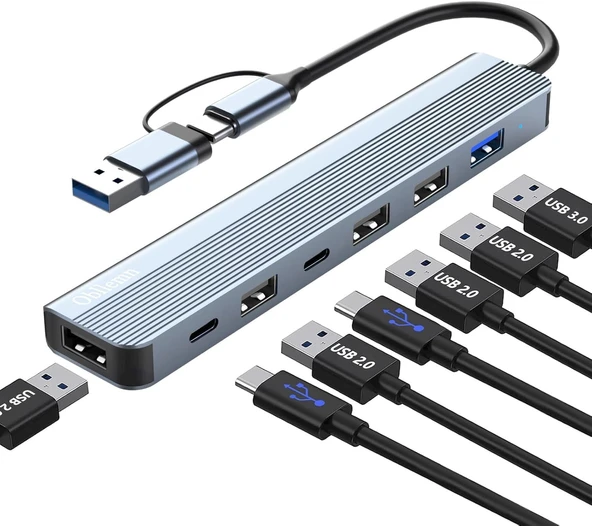 USB-C 7-in-1 Multiport Hub Adaptör – USB 3.0 & 2.0, Laptop ve PS4/PS5 Uyumlu ürün görseli 1