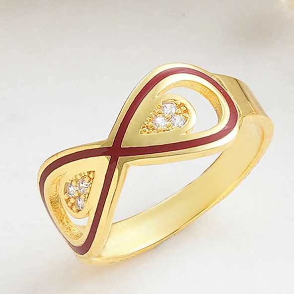 Gümüş Gold Zirkon Taşlı Sonsuzluk Kadın Yüzük ürün görseli 1