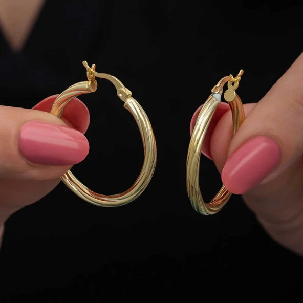 Gümüş Gold 3 mm Burgu Şarnel Küpe ürün görseli 1