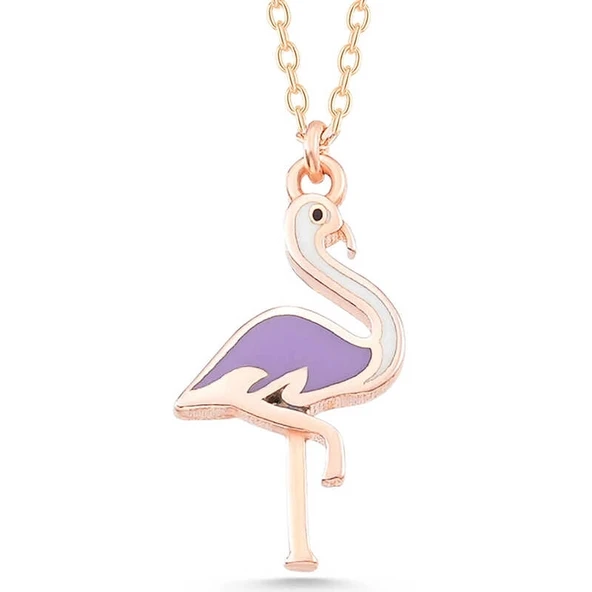 Gümüş Rose Flamingo Kadın Kolye ürün görseli 1