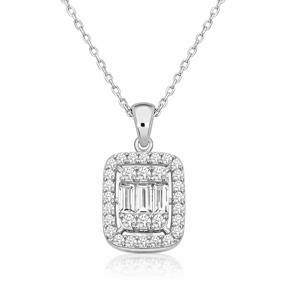 Gümüş Baget Taşlı Kadın Kolye ürün görseli 1
