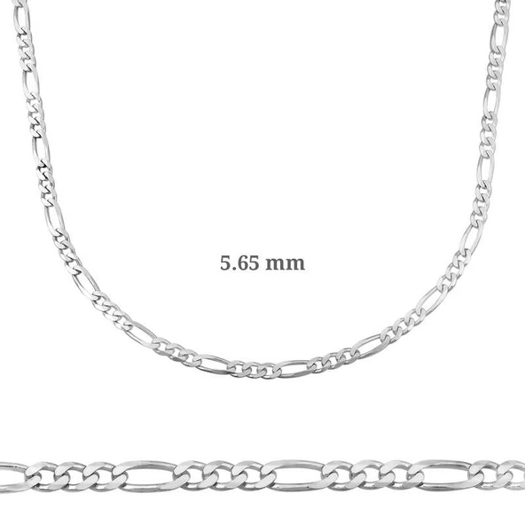 5.65 mm Gümüş Figaro Zincir - 160 mikron ürün görseli 1