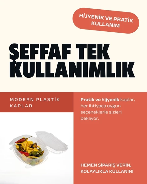 1000 cc Oval Şeffaf Sızdırmaz Kap / Avrupa Standardı - 100  Adet ürün görseli 1