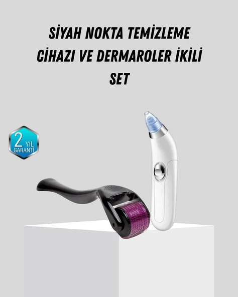 Dermaroller Ve Vakumlu Siyah Nokta Temizleme Cihazı 2 li Cilt Bakım Seti ürün görseli 1