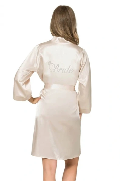 Arias Closet Fildişi Kısa Saten Bride Sabahlık ürün görseli 1