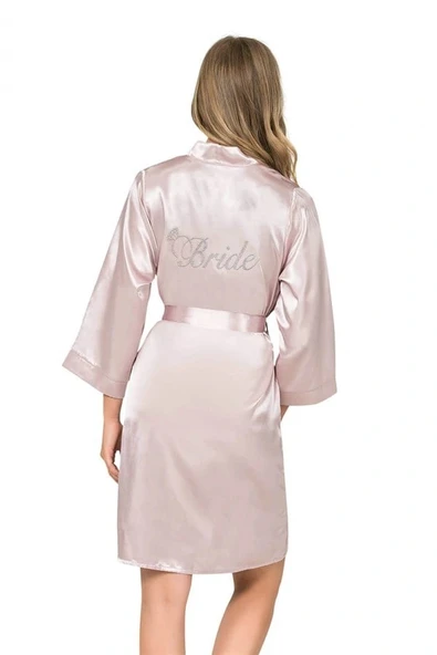 Arias Closet Pudra Kısa Saten Bride Sabahlık ürün görseli 1