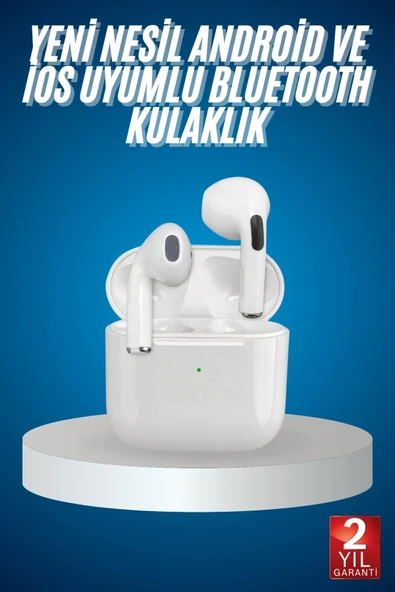 Bluetooth Kulaklık Beyaz Çağrı Cevaplama Dokunmatik Kontrol Kablosuz ürün görseli 1