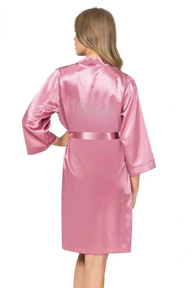 Arias Closet Gül Kurusu Kısa Saten Bride Sabahlık ürün görseli 1