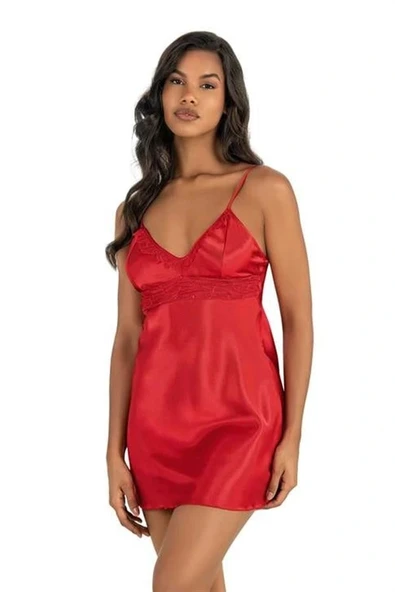 Arias Closet Kırmızı Kısa Saten Gecelik ürün görseli 1
