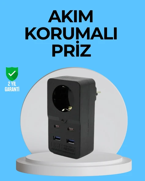 Termal Korumalı Priz Otomatik Çocuk Kilidi 4 Usb Type C ürün görseli 1