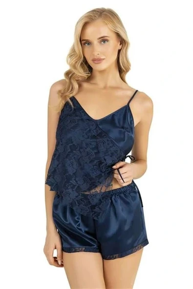 Arias Closet Lacivert Saten Şort Takımı 9204 ürün görseli 1