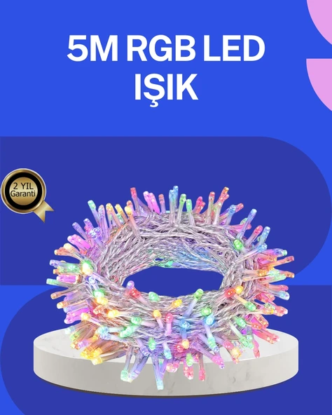 5 Metre Şeffaf Kablo Led Peri Işığı 50 Ampullü Dekoratif Led ürün görseli 1