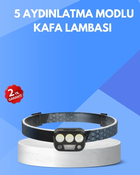 300 Lümen Sensörlü Led Kafa Lambası Usb Şarjlı Sos Modlu ürün görseli 1