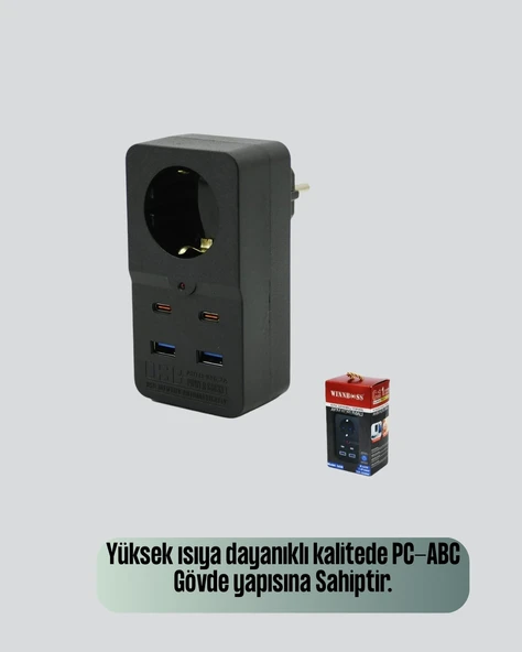 Akıllı Akım Dengelemeli Priz 2500w 4 Usb Type C Çıkışlı - Resim 4
