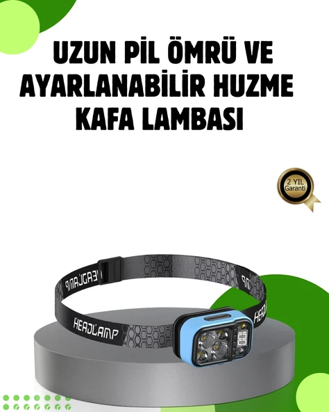 53 Modlu Süper Parlak Led Kafa Lambası Type C Şarjlı Güç Göstergeli ürün görseli 1