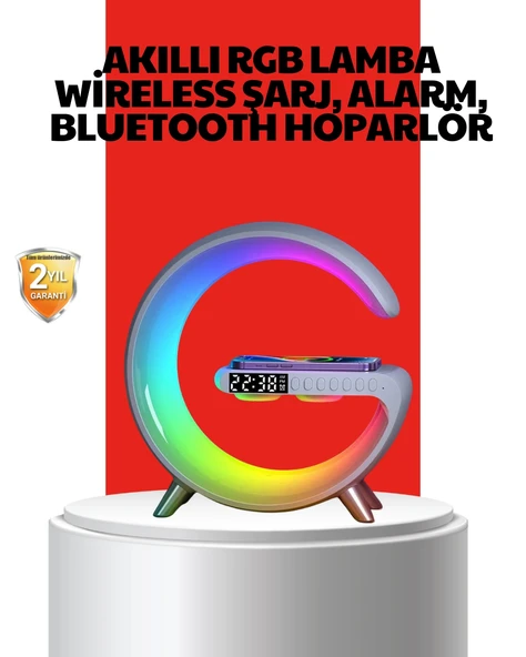 Kablosuz Şarjlı Atmosfer Lambası Bluetooth Hoparlör Ve Akıllı Alarm Özellikli ürün görseli 1