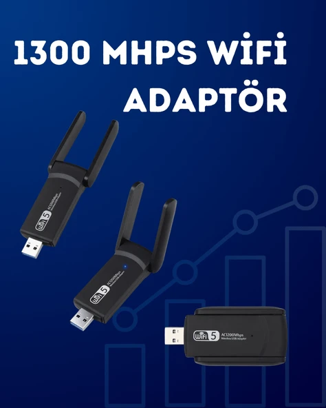 Usb Wifi Adaptör - 1200 Mbps Hız ürün görseli 1