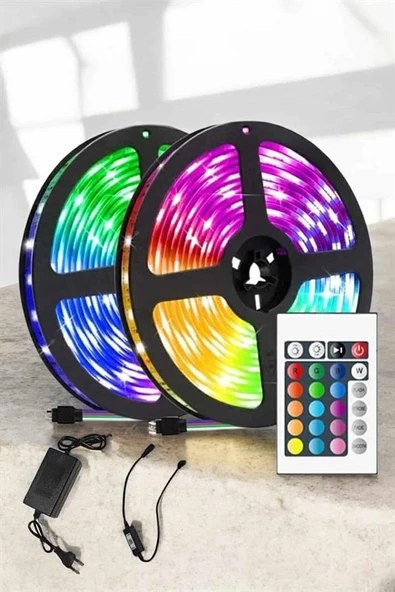 Yeni Nesil Rgb Işıklı 10metre Şerit Led Kumandalı Şarj Edilebilir ürün görseli 1