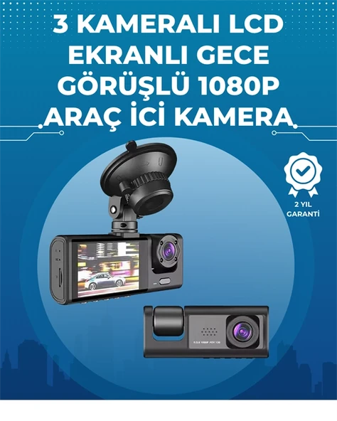 Gece Görüşlü 3'lü Araç Kamerası - Geri Görüş Destekli, 170° Geniş Açı ürün görseli 1