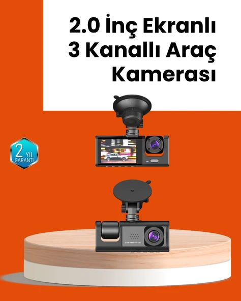 Full Hd Araç Kamerası  Çift Yönlü Kayıt Ve Darbe Sensörü ürün görseli 1
