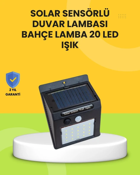 Güneş Paneli İle Şarj Olan 20 Led Dış Mekan Hareket Sensörlü Lamba ürün görseli 1
