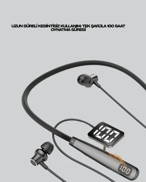 Y12 Bluetooth Boyun Bantlı Kulaklık - 100 Saat Pil, Bluetooth 5.3, Dokunmatik Kontrol - Resim 4