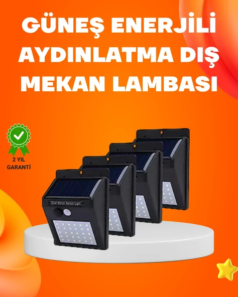 Montajlı Güneş Enerjili Duvar Tipi Aydınlatma - 8 Saat Çalışma Süresi ürün görseli 1