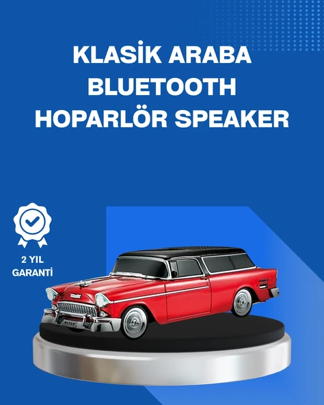 Retro Araba Şekilli Kablosuz Bluetooth Hoparlör ürün görseli 1