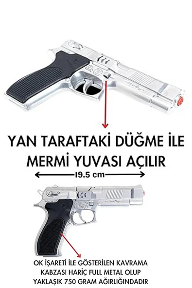 OYUNCAK METAL KAPSÜL TABANCASI GRİ ürün görseli 1