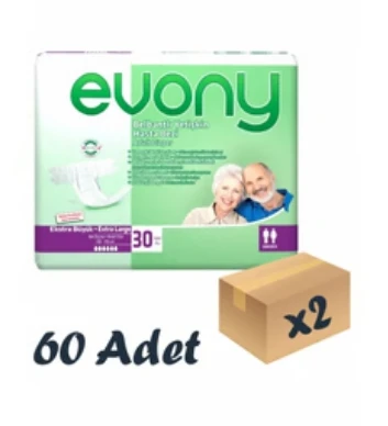 EVONY Bel Bantlı Yetişkin Hasta Bezi Xlarge 30lu 2 Paket 60 Adet ürün görseli 1