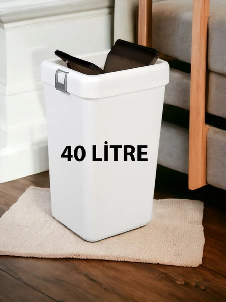 Motek Comfort 40 Litre Kilitli Hassas Kapaklı Yeni Nesil Çöp Kutusu Kovası Beyaz ürün görseli 1