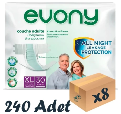 Evony Belbantlı Ekstra Büyük Boy XL 30'lu 8 Adet Hasta Bezi ürün görseli 1