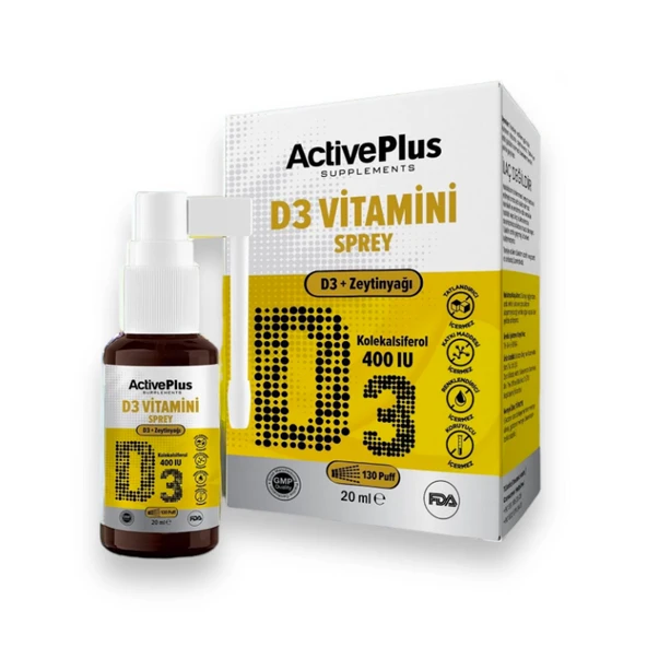 ActivePlus D3-400IU Sprey Takviye Edici Gıda 20 ml ürün görseli 1
