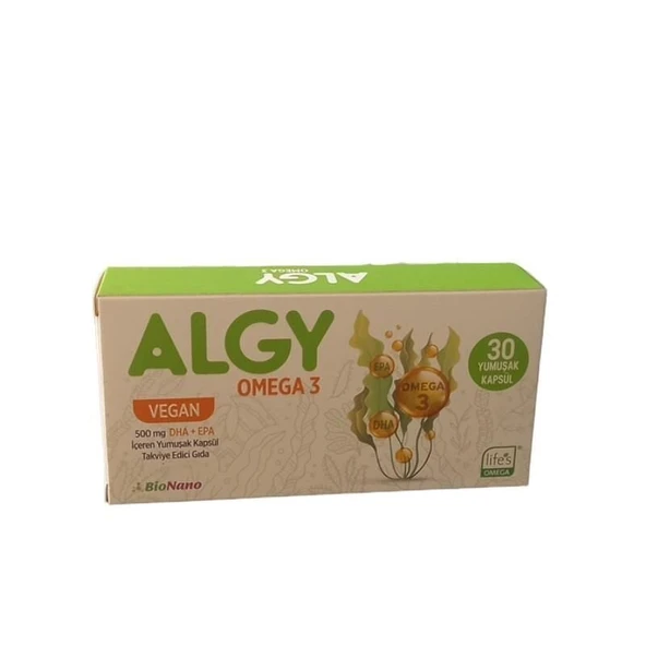 ALGY Omega 3 Vegan 500 MG DHA + EPA 30 Yumuşak Kapsül ürün görseli 1