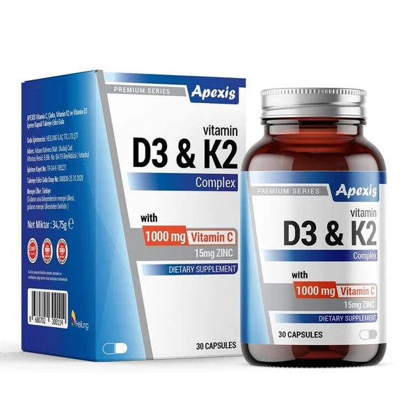 Apexis Vitamin D3&K2 Complex 30 Kapsül ürün görseli 1