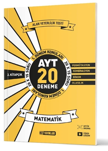Hız 2025 Ayt 12. Sınıf 1. Dönem Matematik 20 Deneme 2. Kitap ürün görseli 1