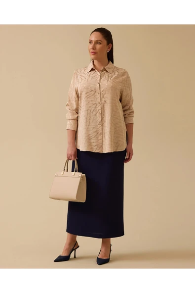 Gala-xi Oversize Uzun Kol Minimalist Kadın Gömlek - Günlük ürün görseli 1