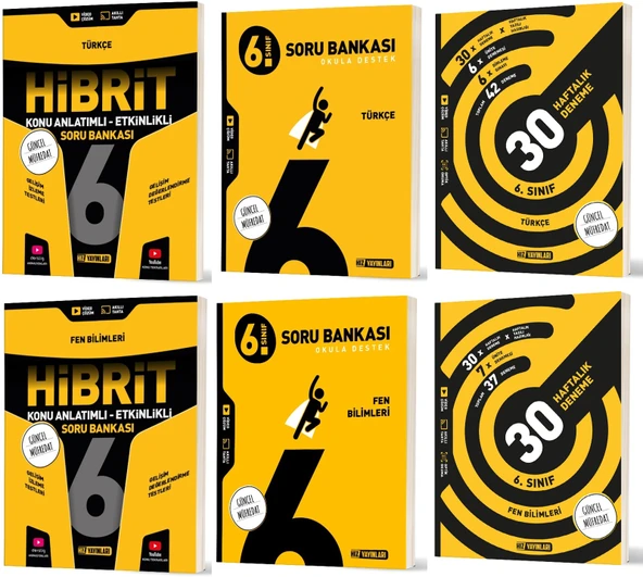 Hız 2026 6. Sınıf Türkçe + Fen Bilimleri Haftalık Deneme + Hibrit + Soru Seti 6 Kitap ürün görseli 1