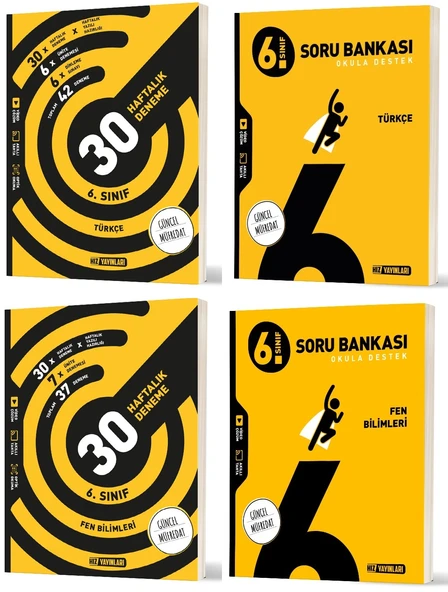 Hız 2026 6. Sınıf Türkçe + Fen Bilimleri Haftalık Deneme + Soru Seti 4 Kitap ürün görseli 1